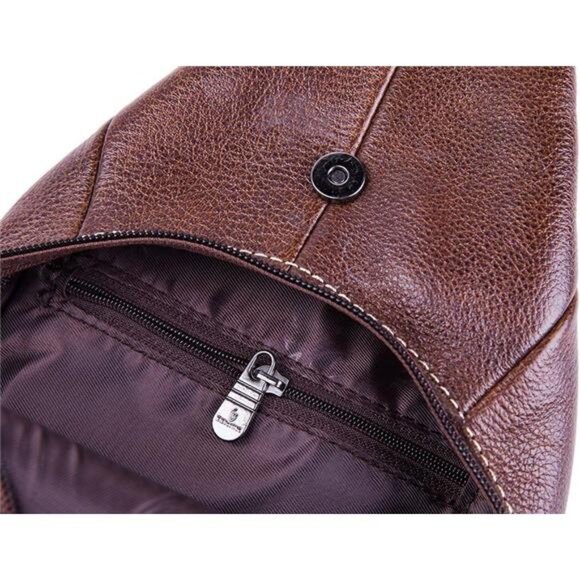 Genuine Leather Shoulder Sling Backpack Bag Unisex Outdoor Crossbody Sling Pack - Picture 7 of 8